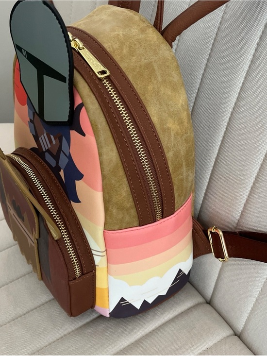 Loungefly Brown and Pink Star Wars Mandalorian Kids Mini Backpack main image 4